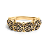 10K Yellow Gold Plated .925 Sterling Silver 3/8 Cttw Champagne Diamond Lattice Work Band Ring - Size 7