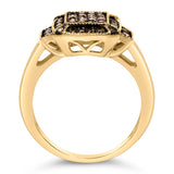 10K Yellow Gold Plated .925 Sterling Silver 1/2 Cttw Champagne Diamond Step Up Ring - Size 7