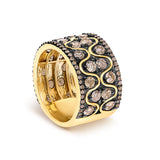 10K Yellow Gold Plated Sterling Silver 2-1/2 Cttw Champagne Diamond Wavy Band Ring