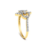 14K Yellow Gold Plated .925 Sterling Silver 1/4 Cttw Diamond Fleur-de-Lis Ring