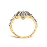 14K Yellow Gold Plated .925 Sterling Silver 1/4 Cttw Diamond Fleur-de-Lis Ring