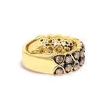 10K Yellow Gold Plated Sterling Silver 1 1/2 Cttw Brown Diamond Scalloped Band Ring