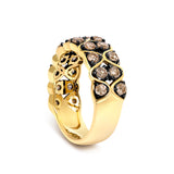 10K Yellow Gold Plated Sterling Silver 1 1/2 Cttw Brown Diamond Scalloped Band Ring
