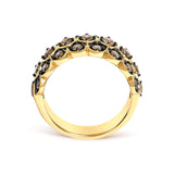 10K Yellow Gold Plated Sterling Silver 1.0 Cttw Brown Diamond Scalloped Motif Band Ring