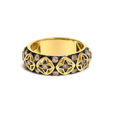 10K Yellow Gold Plated Sterling Silver 1/2 Cttw Champagne Diamond Star Motif Band Ring