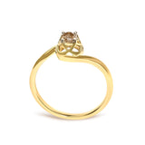 14K Yellow Gold Plated Sterling Silver 1/5 Ct Light Brown Diamond Bypass Solitaire Ring