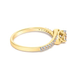 14K Yellow Gold Plated .925 Sterling Silver 1/3 Cttw Light Brown Diamond Bypass Ring