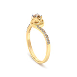14K Yellow Gold Plated .925 Sterling Silver 1/3 Cttw Light Brown Diamond Bypass Ring