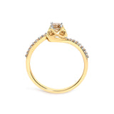 14K Yellow Gold Plated .925 Sterling Silver 1/3 Cttw Light Brown Diamond Bypass Ring