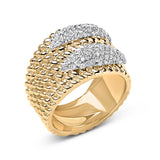 14K Yellow Gold Plated Silver 1.0 Cttw Diamond Cluster Crossover Ring Band