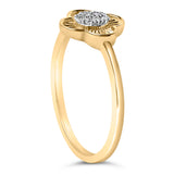 14K Yellow Gold Plated Silver Diamond Accent Clover Ring