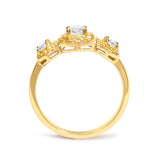 14K Yellow Gold Plated Sterling Silver 1/2 Cttw Lab Grown Diamond Floral 3-Stone Ring