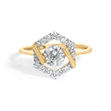 10K Yellow Gold Plated Silver 1.0 Cttw Lab Grown Diamond Hexagon Halo Ring