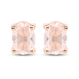 18K Rose Gold Plated 0.80 Carat Genuine Morganite .925 Sterling Silver Earrings