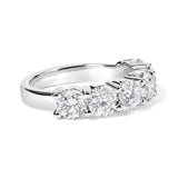 14K White Gold 3.0 Cttw Lab-Grown Diamond Shared Prong Set 6 Stone Band Ring (G-H Color, VS2-SI1 Clarity) - Ring Size 7