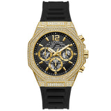 Guess Men's Momentum Black Gold Tone Multi-function