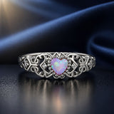 925 Sterling Silver Opal and CZ Stackable Ring in Size 6 for Women