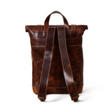 Brown Saddleback Backpack- Roll Top