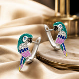 925 Sterling Silver Enamel Crafted Earrings for Women - 16x9mm