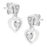 14K White Gold 1/6 Cttw Diamond Dangle Heart Stud Earrings (H-I, SI2-I1)