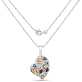 4.00 Carat Genuine Multi Sapphire .925 Sterling Silver Pendant