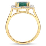 2.55 Carat Dyed Emerald and White Topaz .925 Sterling Silver Ring