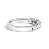 14K White Gold 1.0 Cttw Diamond 7 Stone Band Ring