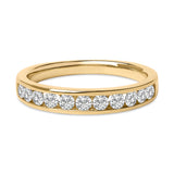 14K Yellow Gold 1/2 Cttw Round Diamond 11 Stone Channel Set Band