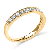 14K Yellow Gold 1/2 Cttw Round Diamond Milgrain Wedding Band