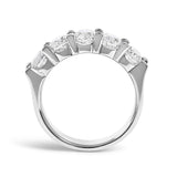 14K White Gold 2.0 Cttw Round Diamond Five Stone Band Ring