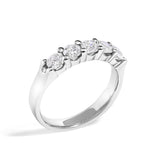 14K White Gold 1.00 Cttw Diamond 5 Stone Band Ring