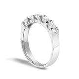 14K White Gold 1.00 Cttw Diamond 5 Stone Band Ring