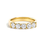 14K White Gold 1.00 Cttw Diamond 5 Stone Band Ring