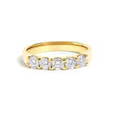 14K White Gold 3/4 Cttw Diamond 5 Stone Band Ring