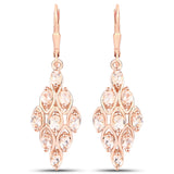 18K Rose Gold Plated 2.70 Carat Genuine Morganite .925 Sterling Silver Earrings