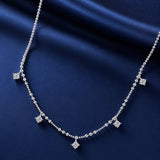 925 Sterling Silver 0.10ct Moissanite Necklace in White Gold, 40+5cm Chain for Women