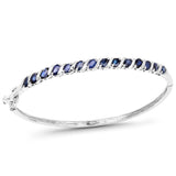 3.08 Carat Genuine Blue Sapphire .925 Sterling Silver Bangle