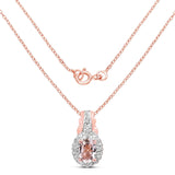 14K Rose Gold Plated 0.73 Carat Genuine Morganite & White Topaz .925 Sterling Silver Pendant