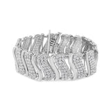 14K Yellow Gold 15.0 Cttw Diamond Chevron Wave 7.25" Inch Link Bracelet (J-K Color, I1-I2 Clarity)