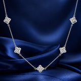 925 Sterling Silver + Moissanite Necklace with Plated White Gold - 40+5cm Length for Women