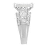 14K White Gold 2.0 Cttw Mixed-Cut Diamond Rectangle Invisible-Set Composite Cluster Ring with Bar- and Channel-Set Band (H-I Color, SI2-I1 Clarity) - Size 5
