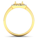 0.22 Carat Genuine White Diamond 14K Yellow Gold Semi Mount Ring - holds 9x7mm Oval Gemstone