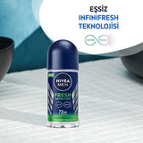 NIVEA Men Fresh Sensation Roll-On Deodorant for Men - 72 Hour Protection, Long Lasting Freshness, Dermatologically Tested, Alcohol Free