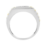 10K Yellow Gold Plated .925 Sterling Silver Diamond Accent Miracle-Set 3 Stone Ridged Band Gentlemen's Fashion Ring (I-J Color, I2-I3 Clarity) - Size 10