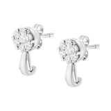 14K White Gold 3/4 Cttw Diamond Floral Cluster Drop and Dangle Stud Earrings (H-I Color, I1-I2 Clarity)