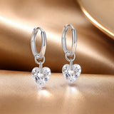 925 Sterling Silver Earrings with Pavé Setting CZ and White Gold Plating for Women