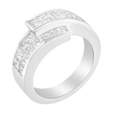 14K White Gold 2.0 Cttw Channel-Set Princess and Baguette-Cut Diamond Bypass Ring Band (G-H Color, SI1-SI2 Clarity) - Ring Size 6.5