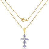 14K Yellow Gold Plated 0.84 Carat Genuine Tanzanite .925 Sterling Silver Pendant