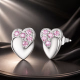 925 Sterling Silver White Gold Plated CZ Earrings 1.0x0.7cm for Women