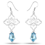 12.14 Carat Genuine Swiss Blue Topaz .925 Sterling Silver Earrings